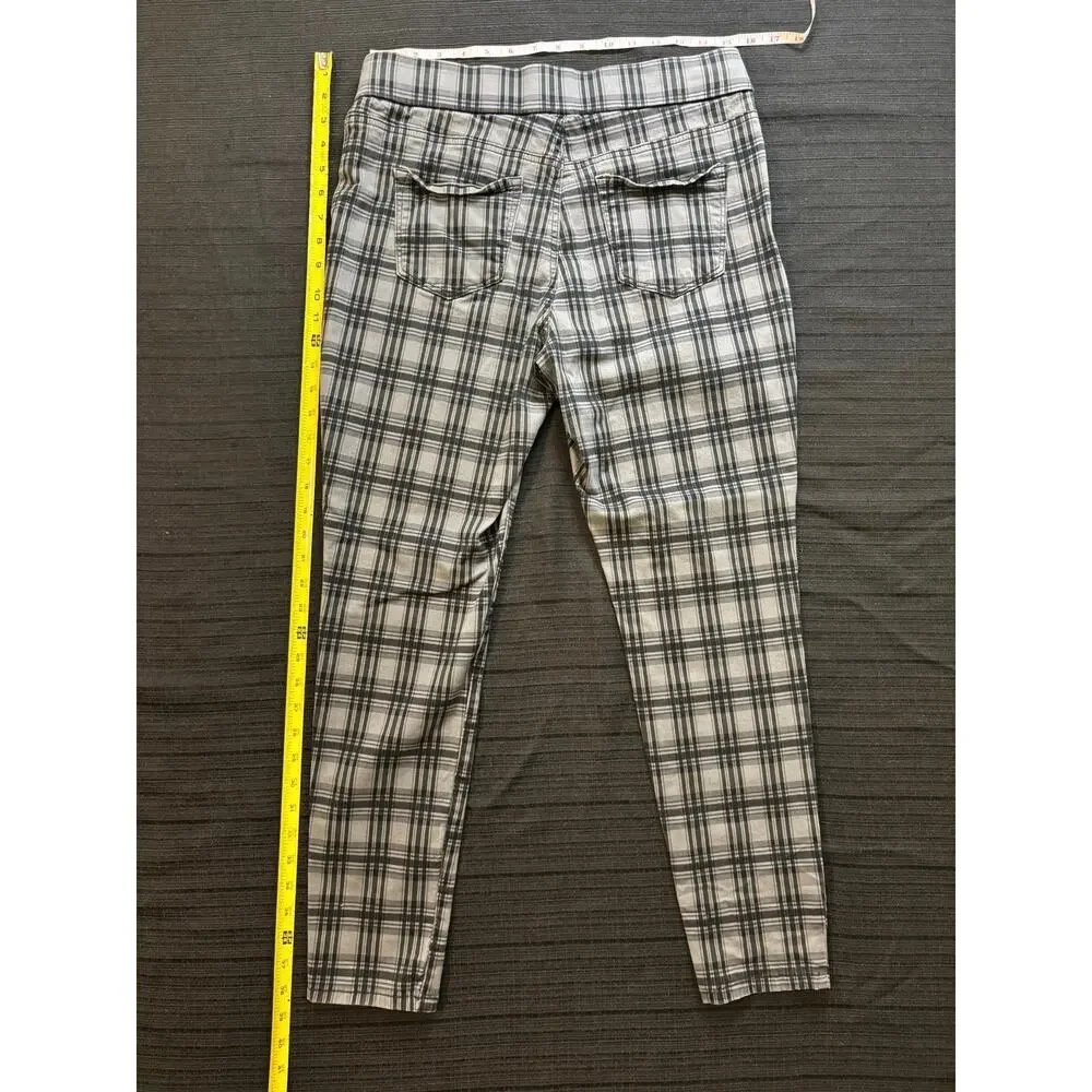 NINE WEST Wm Sz 12 Glasgow Plaid Heidi Pull-On Pants Charcoal Gray & Black - Picture 2 of 8